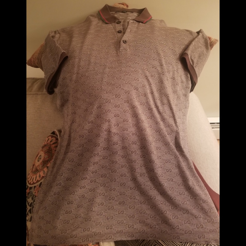 GUCCI GG JACQUARD CHOCOLATE POLO 3XL